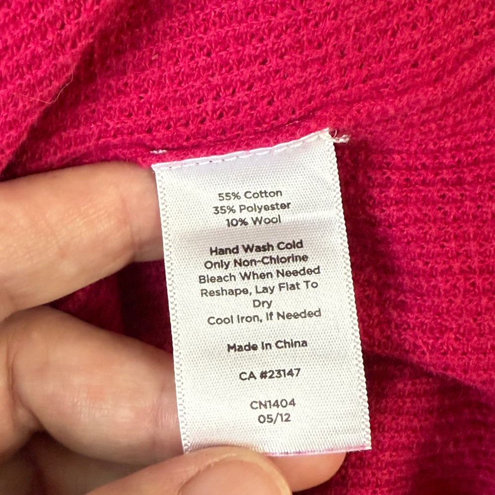 Talbots Womens M Pink‎ Knit Full Zip Up Waffle Hoodie Jacket Pockets - Picture 8 of 8